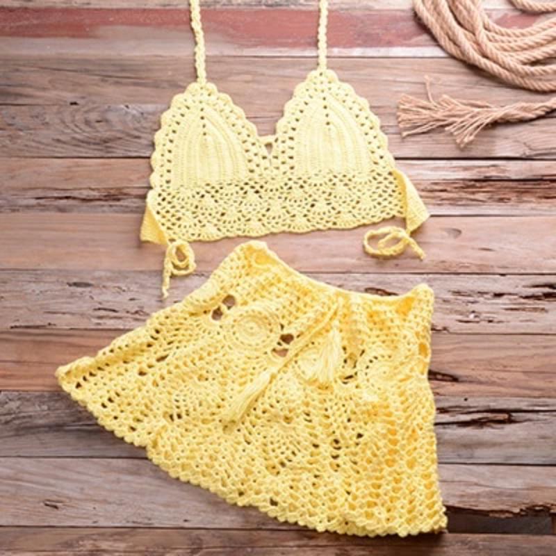 Conjunto Crochê Amarelo